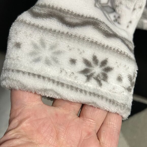 Eddie Bauer White/Gray Snowflake Fleece 1/4 Zip Pullover Women's Size M - Picture 4 of 10